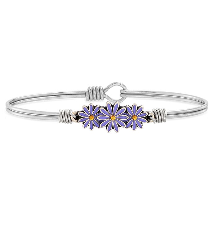 Daisies Bangle Bracelet In Purple